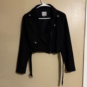 Stylish Black Suede Cropped Jacket